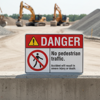 Danger No pedestrian traffic. Accident will result in