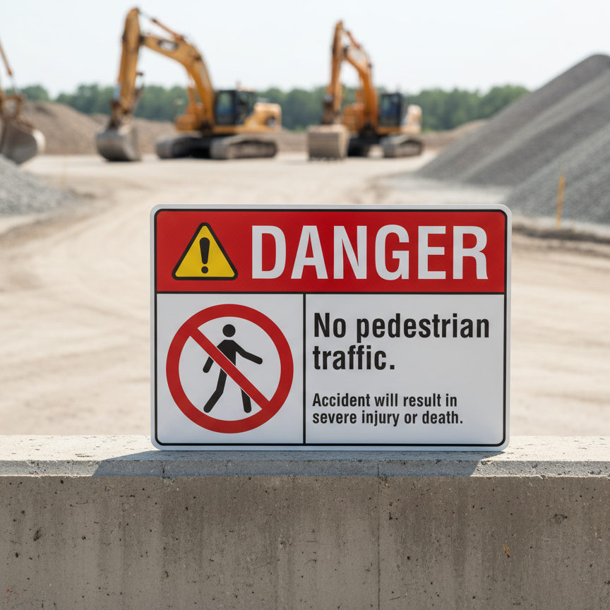 Danger No pedestrian traffic. Accident will result in