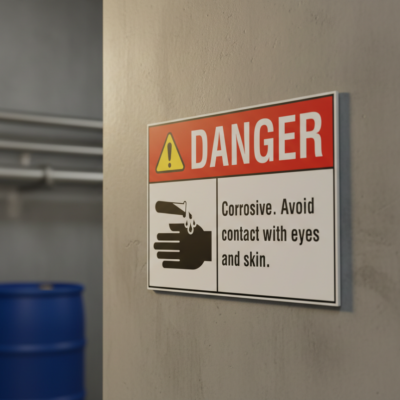 Danger Corrosives avoid contact with eyes and skin