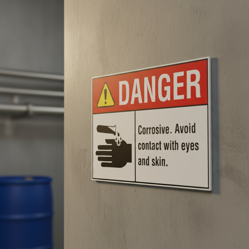 Danger Corrosives avoid contact with eyes and skin