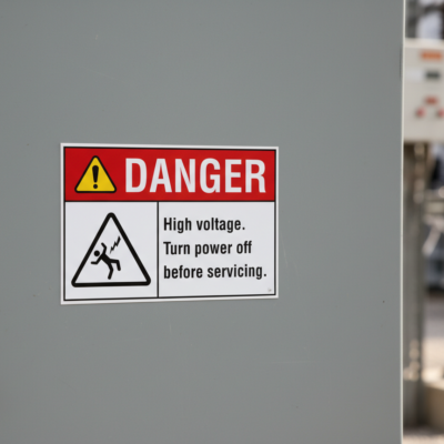 Danger High voltage. Turn power off before servicing.