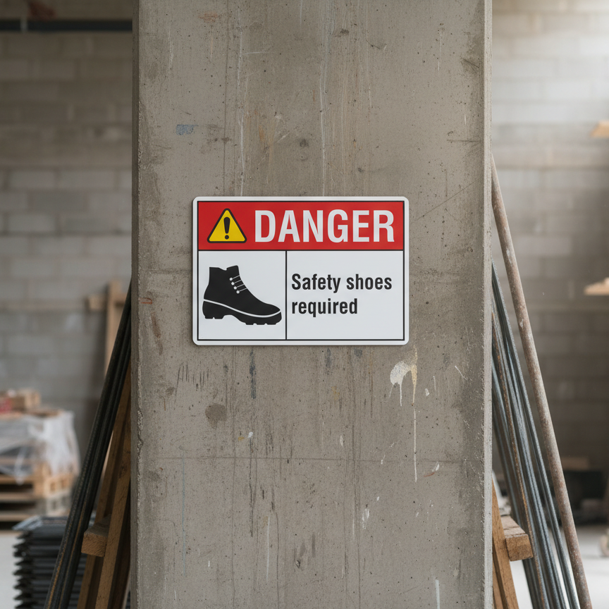 Danger Safety shoes required