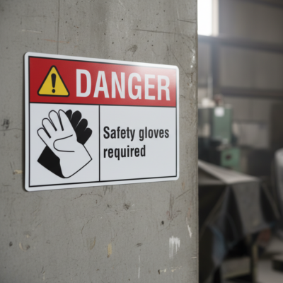 Danger Safety gloves required
