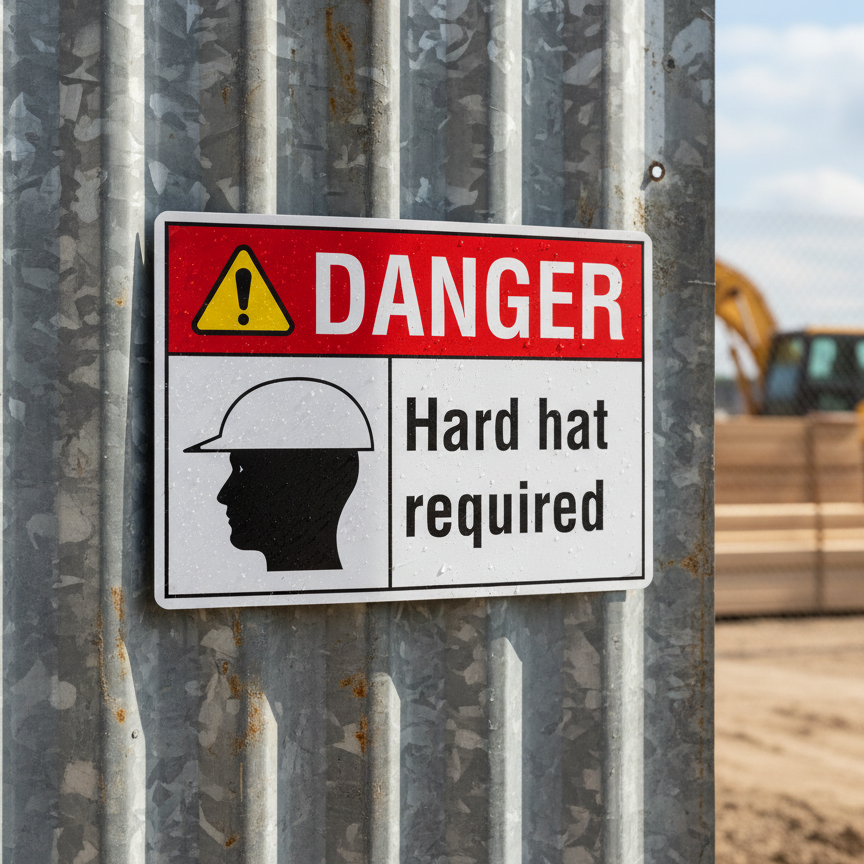 Danger Hard hat required
