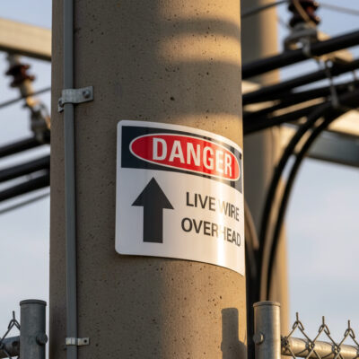 Danger Live wire overhead