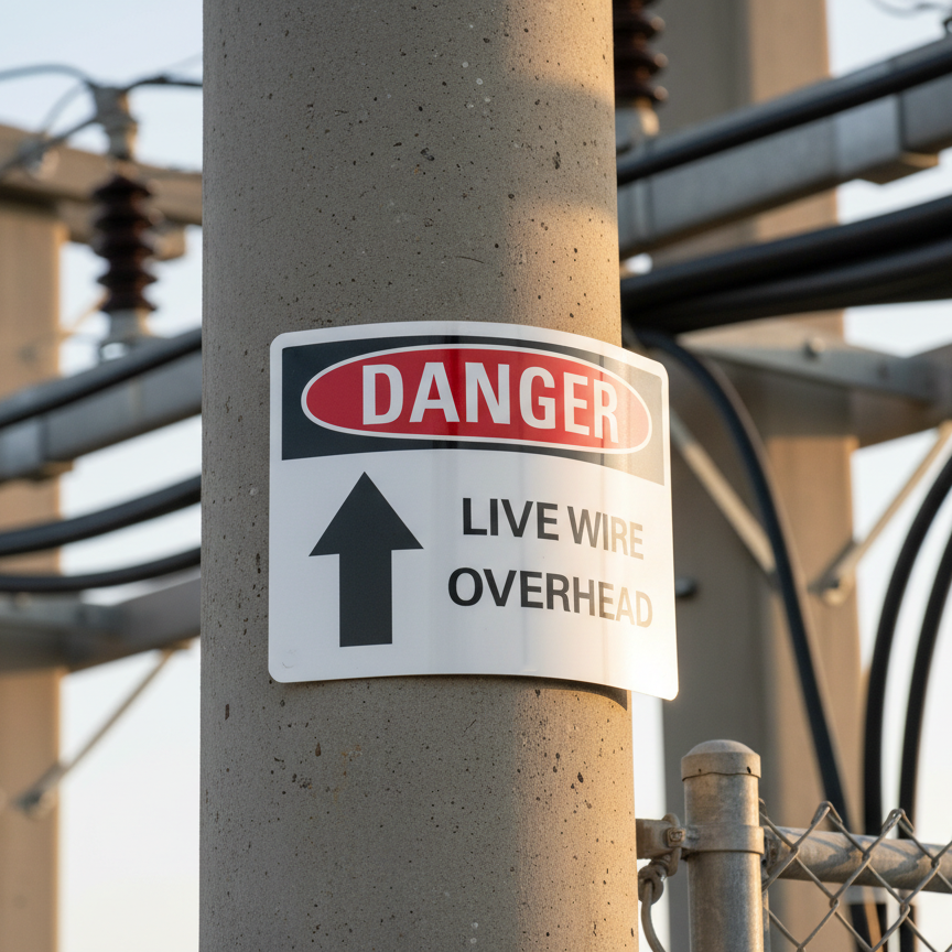 Danger Live wire overhead - Image 2