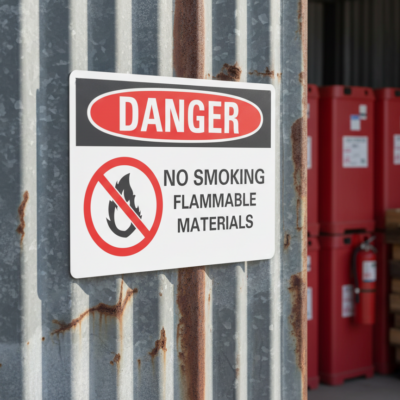 No smoking flammable materials English