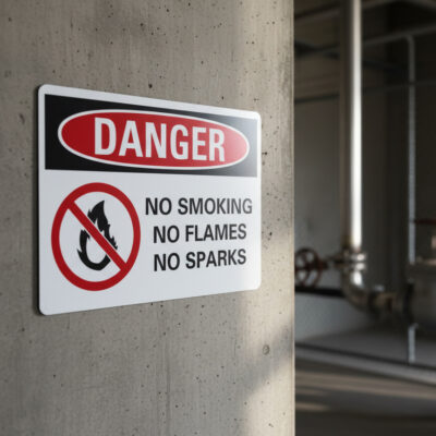 No smoking no flames no sparks English