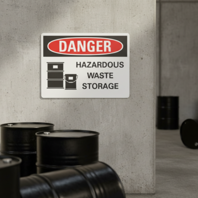 Danger Hazardous waste storage