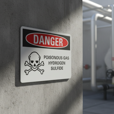 Danger Poisonous gas hydrogen sulfide