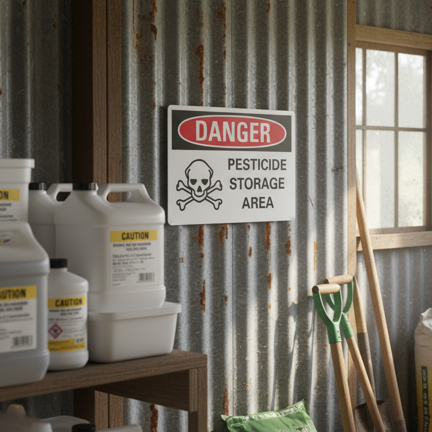 Danger Pesticide storage area