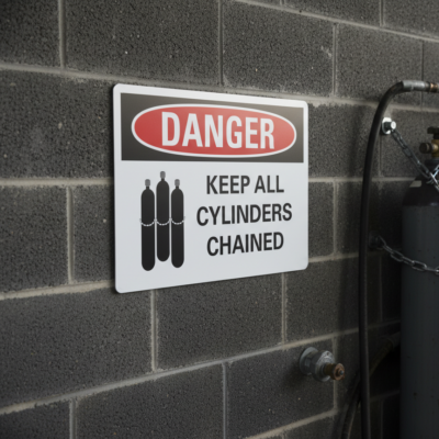 Danger Keep all cylinders chained