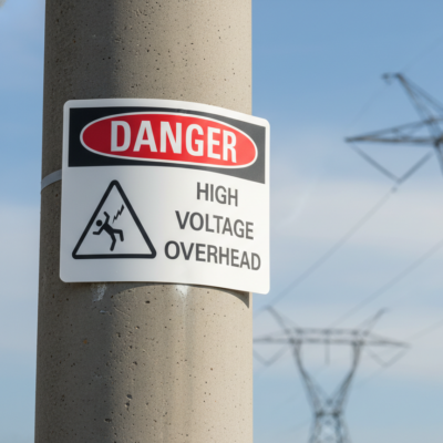 Danger High voltage overhead