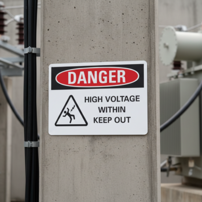 Danger High voltage within keep out