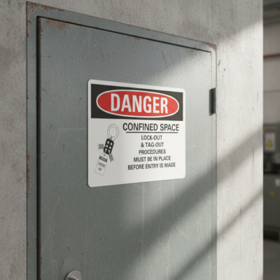Danger Confined space lock-out & tag-out procedures