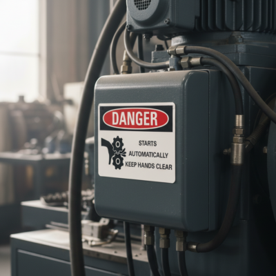 Danger Starts automatically keep hands clear