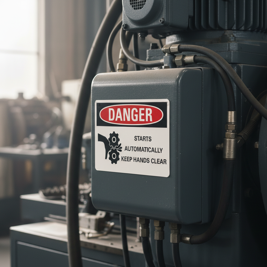 Danger Starts automatically keep hands clear