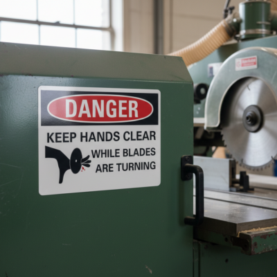 Danger Keep hands clear while blades are turning