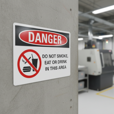 Do not smoke, eat or drink in this area English