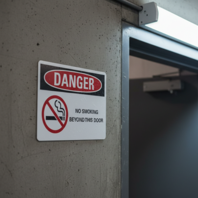 No smoking beyond this door English