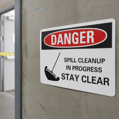 Danger Spill cleanup in progress stay clear