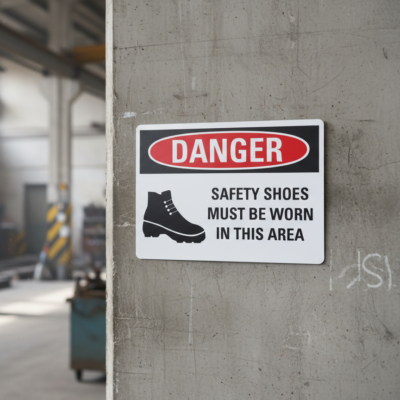 Danger Safety shoes must be worn in this area