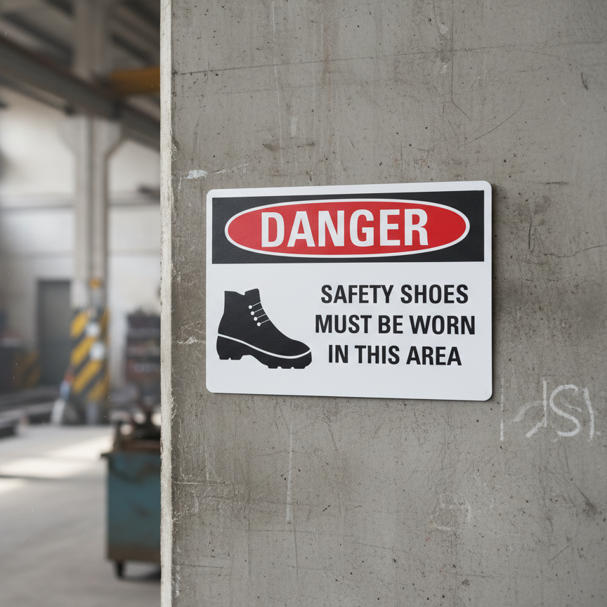 Danger Safety shoes must be worn in this area