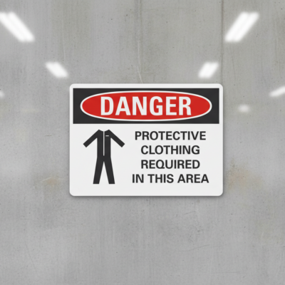 Danger Protective clothing required in this area