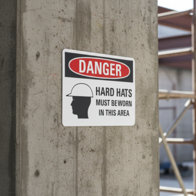 Danger Hard hats must be worn in this area