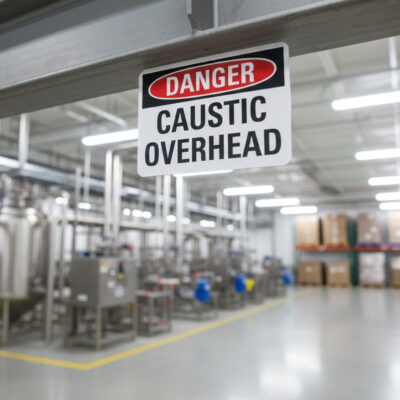 Danger Caustic overhead