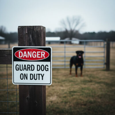 Danger Guard dog on duty