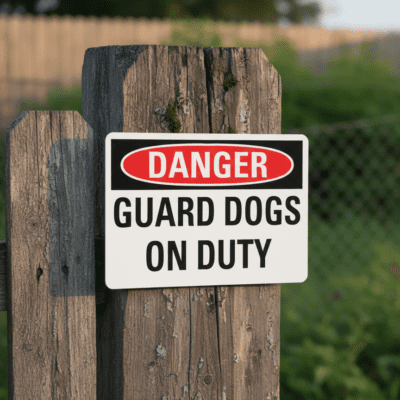 Danger Guard dogs on duty