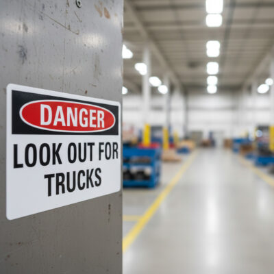 Danger Look out for trucks