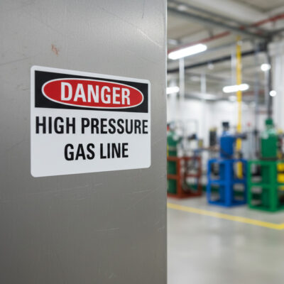 Danger High pressure gas line