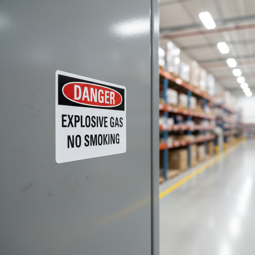 Danger Explosive gas no smoking