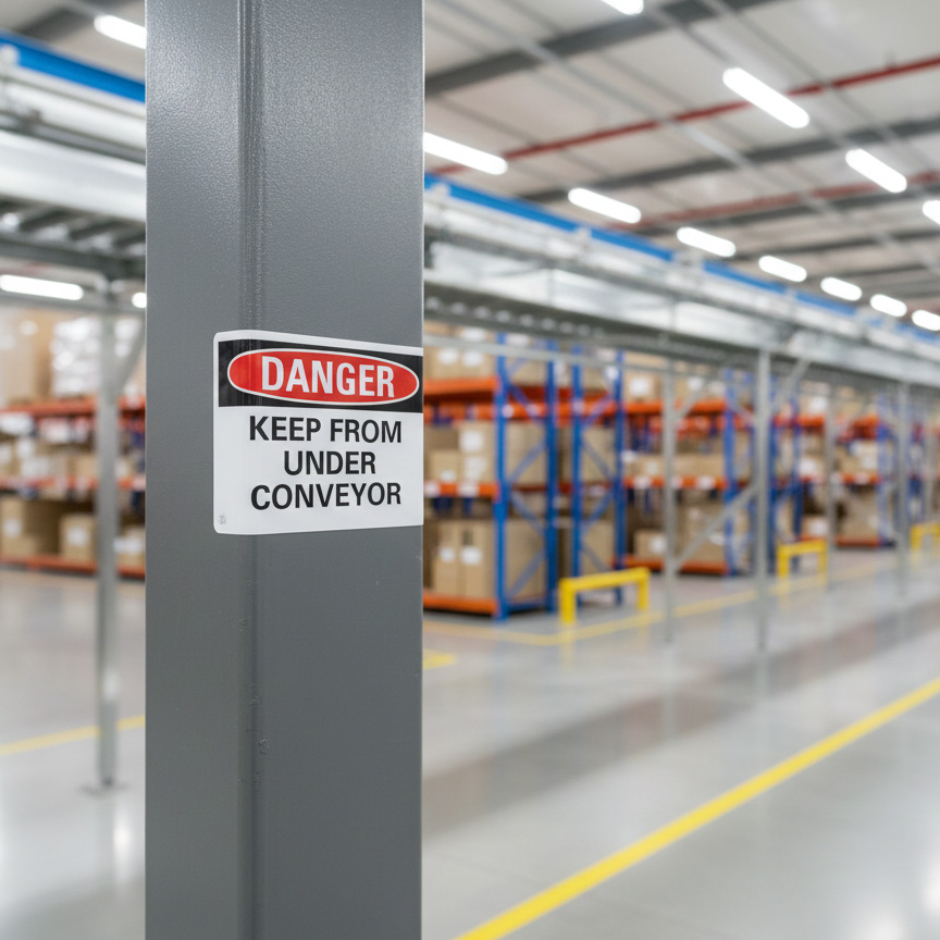 Danger Keep from under conveyor