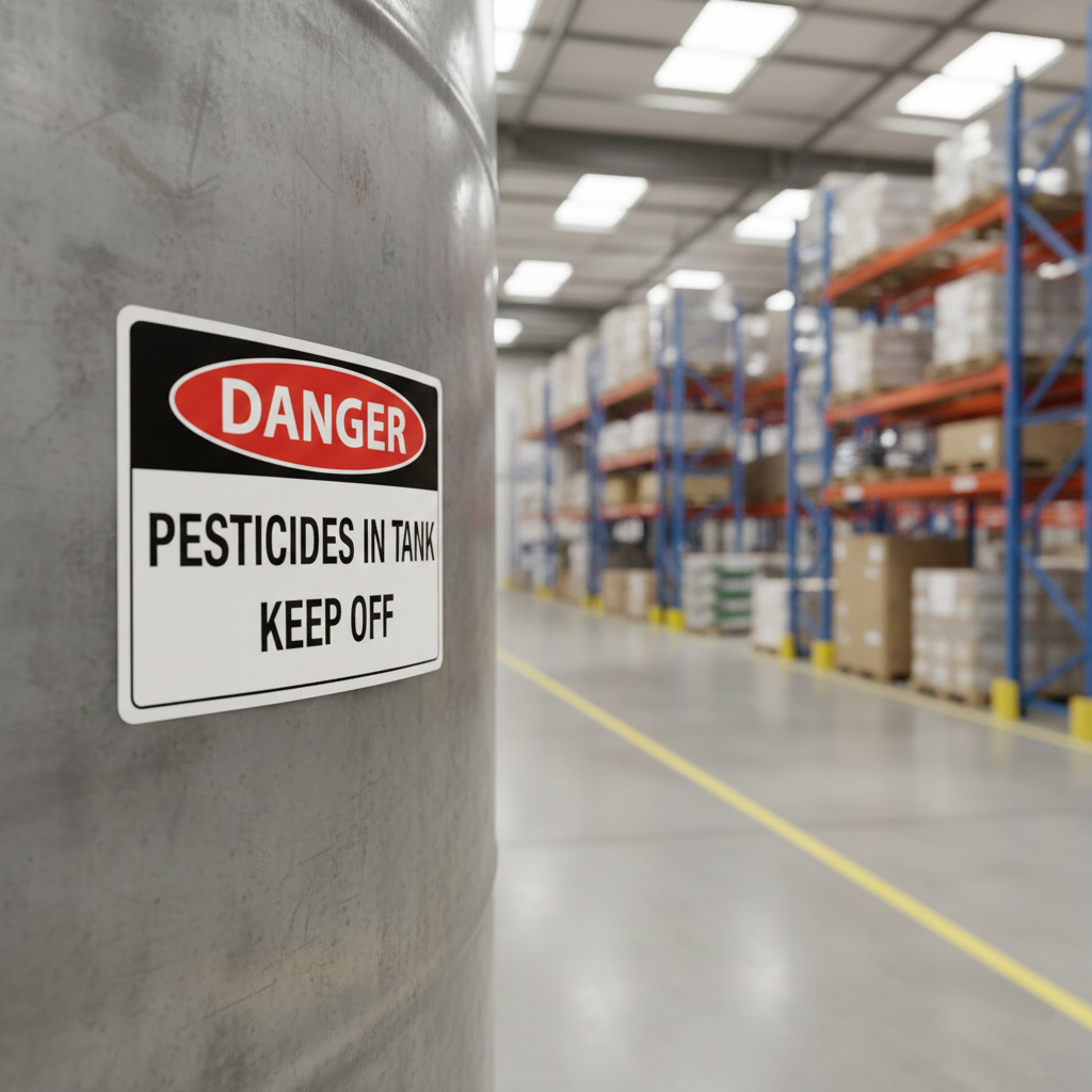 Danger Pesticides tank keep off