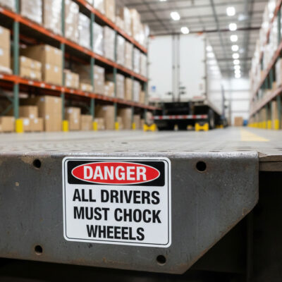 Danger All drivers must chock wheels