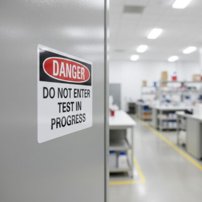 Danger Do not enter test in progress