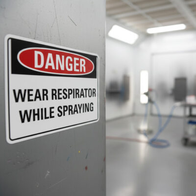 Danger Wear respirator while spraying