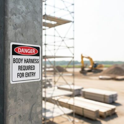 Danger Body harness required for entry