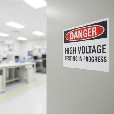 Danger High voltage testing in progress