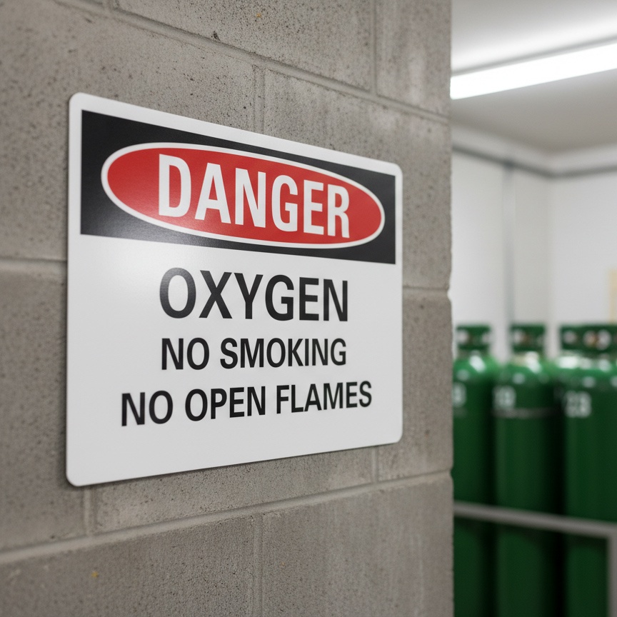 Danger Oxygen no smoking no open flames