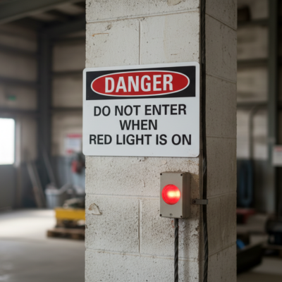 Danger Do not enter when red light is on