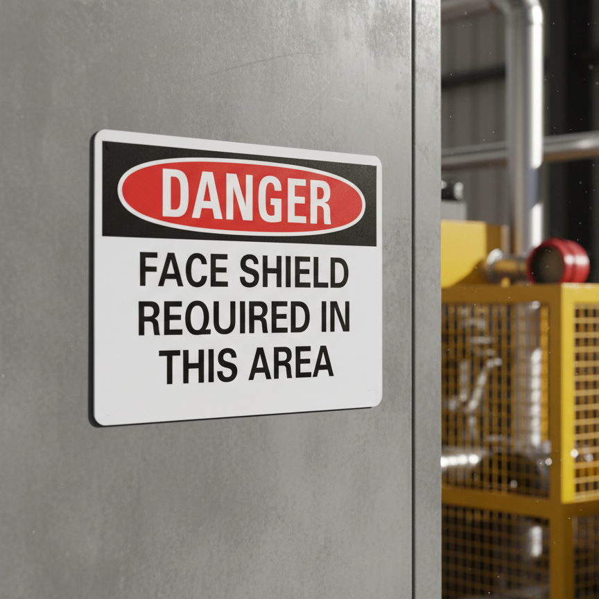 Danger Face shield required in this area