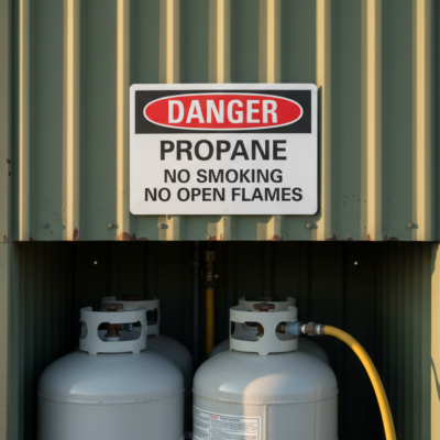 Danger Propane no smoking no open flames