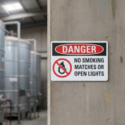 No smoking matches or open lights English