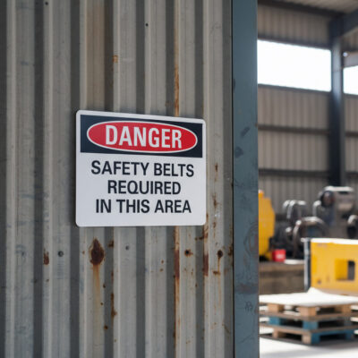 Danger Safety belts required in this area