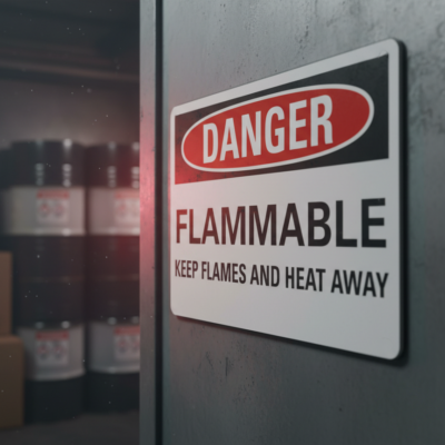Danger Flammable keep flames and heat away