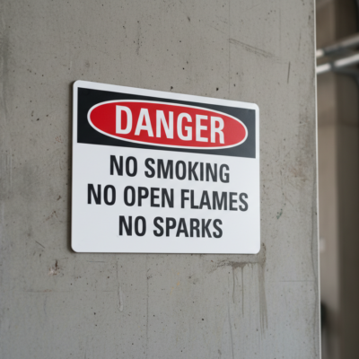 No smoking no open flames no sparks English